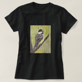 Chickadee Bird mit schwarzer Kappe - Acrylmalerei. T-Shirt