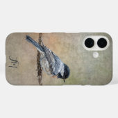 Chickadee Bird Painting Individuelle Name Case-Mate iPhone Hülle (Rückseite (Horizontal))