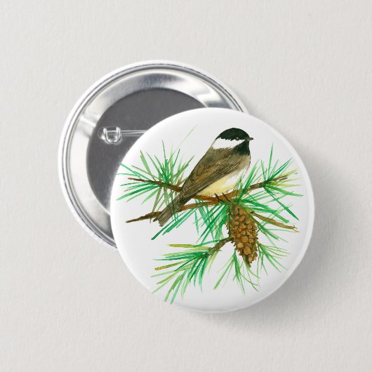Chickadee Bird Piazza della Riforma Button (Vorne & Hinten)