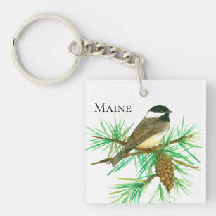 Chickadee Bird Pinecone Tassel Maine Staat Bird Schlüsselanhänger