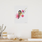 Chickadee Bird Pink Blume Poster (Küche)