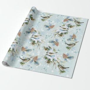 Chickadee Bird Snow Pineca Geschenkpapier