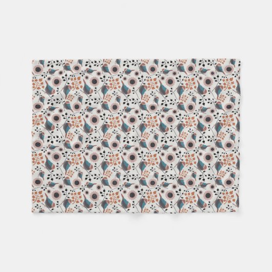 Chickadee Bird und Berry Muster Blumengestelle Fleecedecke (Vorderseite (Horizontal))
