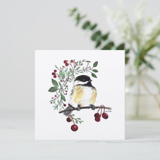 Chickadee Bird Watercolor (Stehend Vorderseite)