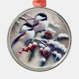 Chickadee Bird Weihnachtsdekoration Ornament Aus Metall