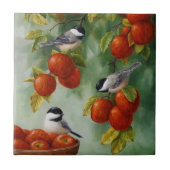 Chickadee Birds Apple Harvest Fliese (Vorderseite)