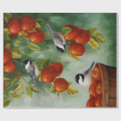 Chickadee Birds Apple Harvest Geschenkpapier (Flach)