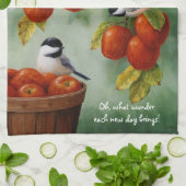 Chickadee Birds Apple Harvest Geschirrtuch (Gefaltet)