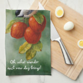Chickadee Birds Apple Harvest Geschirrtuch (Viertel Falte)