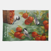 Chickadee Birds Apple Harvest Geschirrtuch (Horizontal)