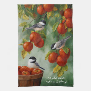Chickadee Birds Apple Harvest Geschirrtuch