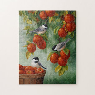 Chickadee Birds Apple Harvest Puzzle