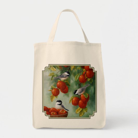 Chickadee Birds Apple Harvest Tragetasche (Vorne)