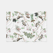 Chickadee Birds Berries & Pinecones Watercolor Fleecedecke (Vorderseite (Horizontal))