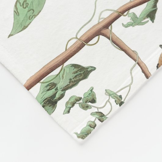 Chickadee Birds Berries & Pinecones Watercolor Fleecedecke (Ecke)