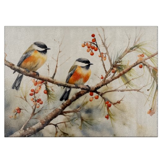 Chickadee Birds Schneidebrett (Vorderseite)