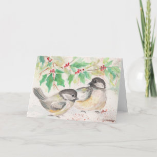Chickadee Birds Weihnachtskarte Feiertagskarte
