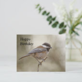 Chickadee Birthday Card Postkarte (Stehend Vorderseite)