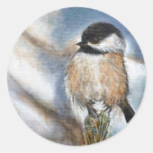 Chickadee Black Capped Art Runder Aufkleber (Vorderseite)