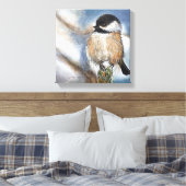 Chickadee Black Capped Bird Winter Art Leinwanddruck (Insitu (Schlafzimmer))
