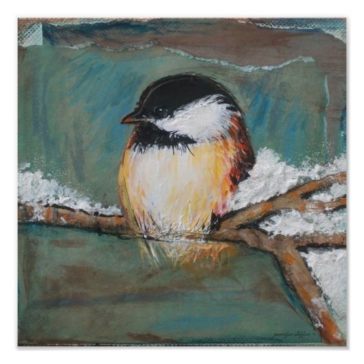 Chickadee Black Capped Painting Fotodruck (Vorne)
