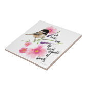 Chickadee Black Capped Wasserfarbe Frühling Sprich Fliese (Seite)
