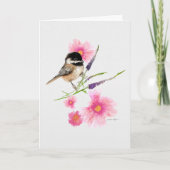 Chickadee Black Capped Wasserfarbe Kunst Karte (Vorderseite)