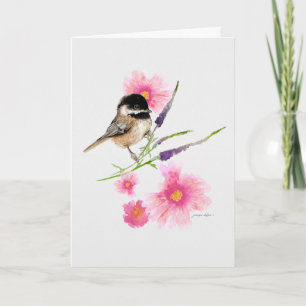 Chickadee Black Capped Wasserfarbe Kunst Karte