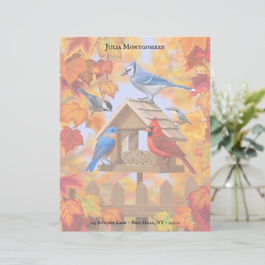 Chickadee Bluebird Kardinal Jay Herbstvogelzuführu (Stehend Vorderseite)