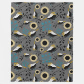 Chickadee Blume Berries Aquamarin Fleecedecke (Vorderseite)