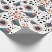 Chickadee Blumenmuster Mauve Blue Pink Geschenkpapier (Ecke)