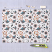 Chickadee Blumenmuster Mauve Blue Rust Seidenpapier (Handwerk)