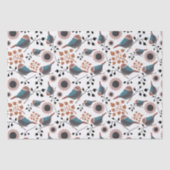 Chickadee Blumenmuster Mauve Blue Rust Seidenpapier (Vorderseite)