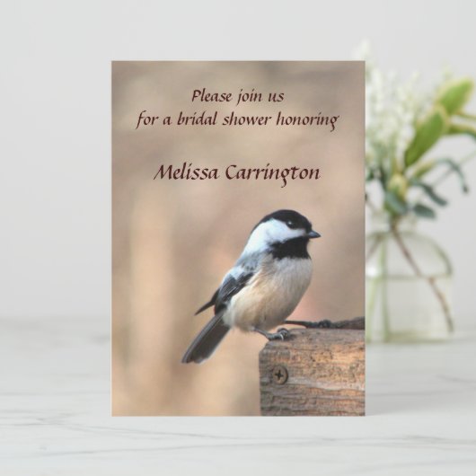 Chickadee-Brautparty Einladung (Stehend Vorderseite)