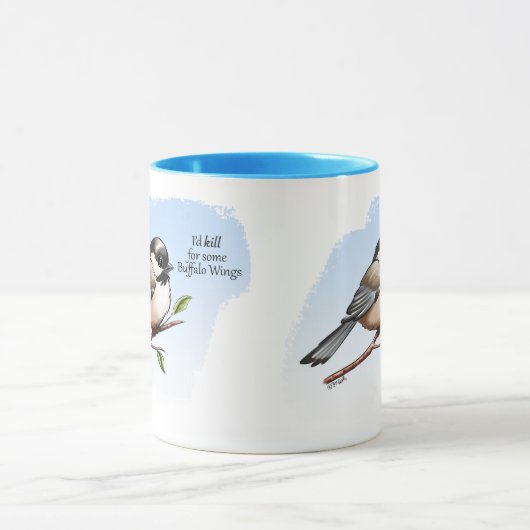 CHICKADEE BUFFALO WINGS von Jeff Willis Art Tasse (Zentrum)