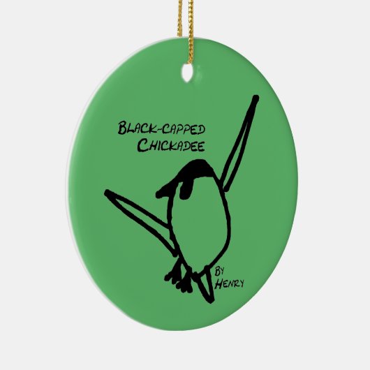 Chickadee by Henry, Green Keramik Ornament (Rechts)
