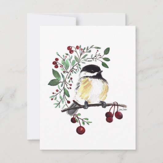 Chickadee Charming Watercolor Note Card (Vorderseite)
