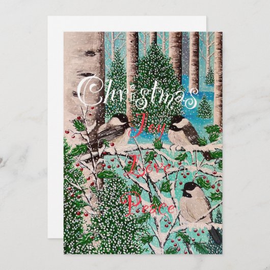 Chickadee Chatter Notecard Feiertagskarte (Vorne/Hinten)