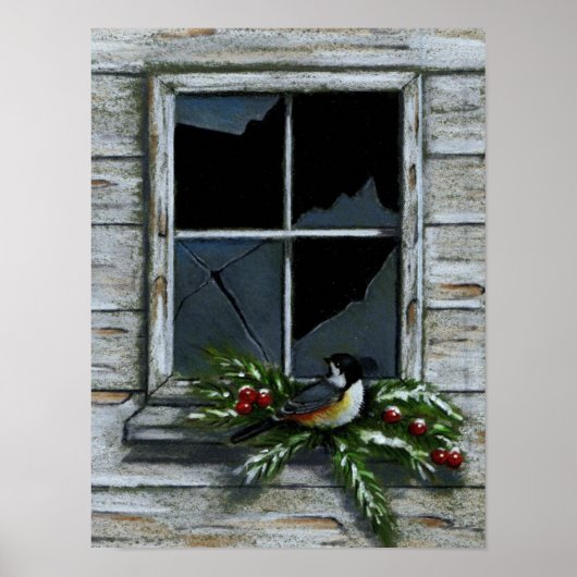 CHICKADEE: CHRISTMAS: ALTES FENSTER POSTER (Vorne)