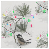 Chickadee Christmas Fabric Stoff (Nahaufnahme)
