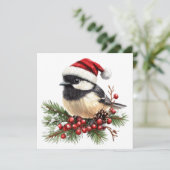 Chickadee Christmas Grußkarte Feiertagskarte (Stehend Vorderseite)