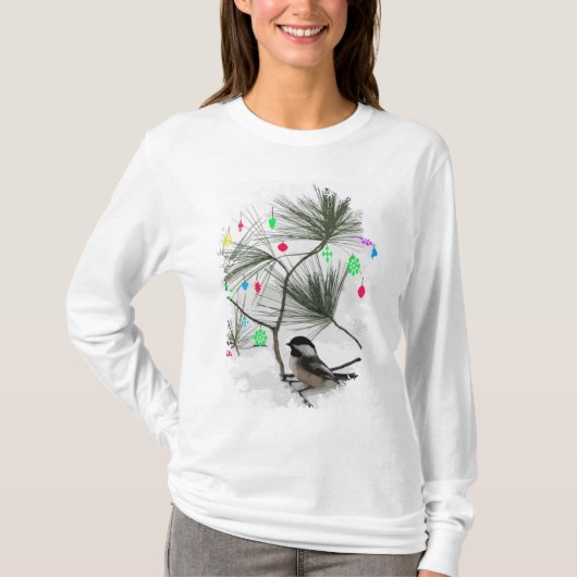 Chickadee Christmas Tree T-Shirt (Vorderseite)