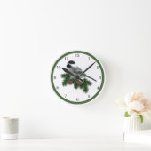 Chickadee Clock Runde Wanduhr (Zuhause)