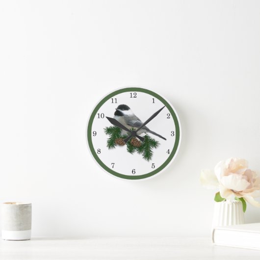 Chickadee Clock Runde Wanduhr (Zuhause)