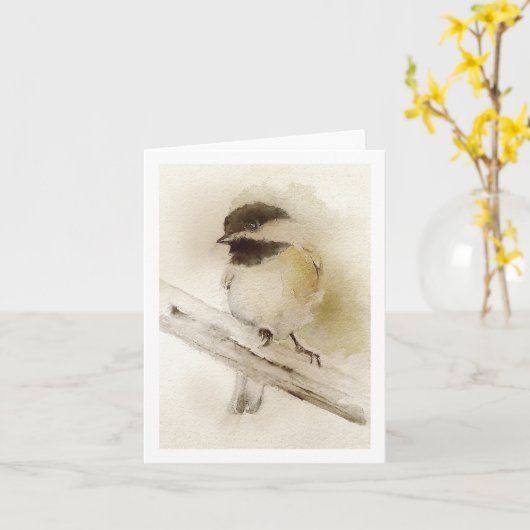 Chickadee Faltkarte Karte (Gelbe Blume)