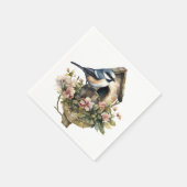Chickadee Floral Paper Napkin Serviette (Ecke)