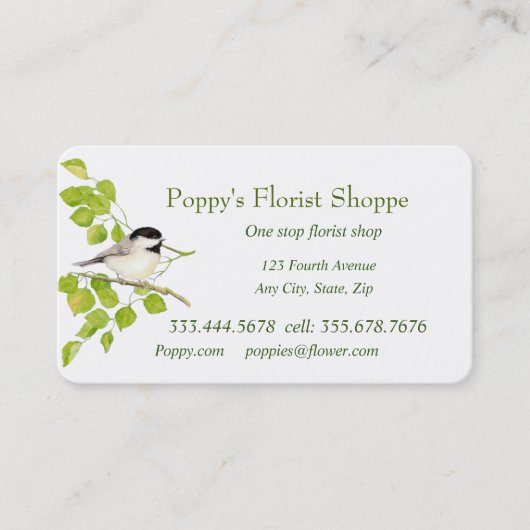 Chickadee Florist Shopp Blume Business Card Visitenkarte (Vorderseite)