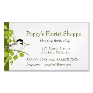 Chickadee Florist Shoppe Blume Business Card Magnetische Visitenkarte