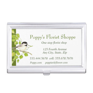 Chickadee Florist Shoppe Blume Business Card Visitenkarten Dose