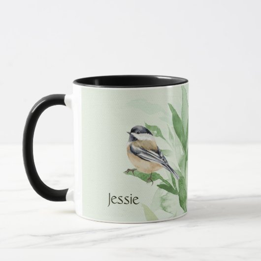 Chickadee Garden Bird Individuelle Name Tasse (Links)